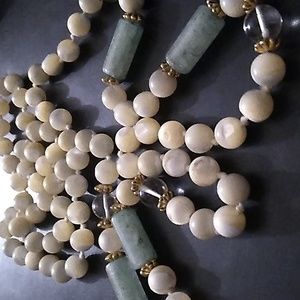Vintage Rare Mother of Pearl and Jadeite Necklace